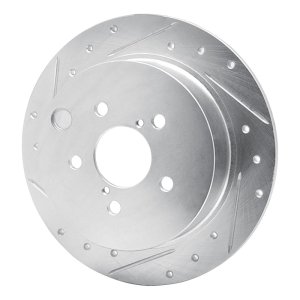 Subaru Crosstrek Brake Rotor (1) - Rear Left - R1 Concepts - Drilled & Slotted - Silver - `12-`23